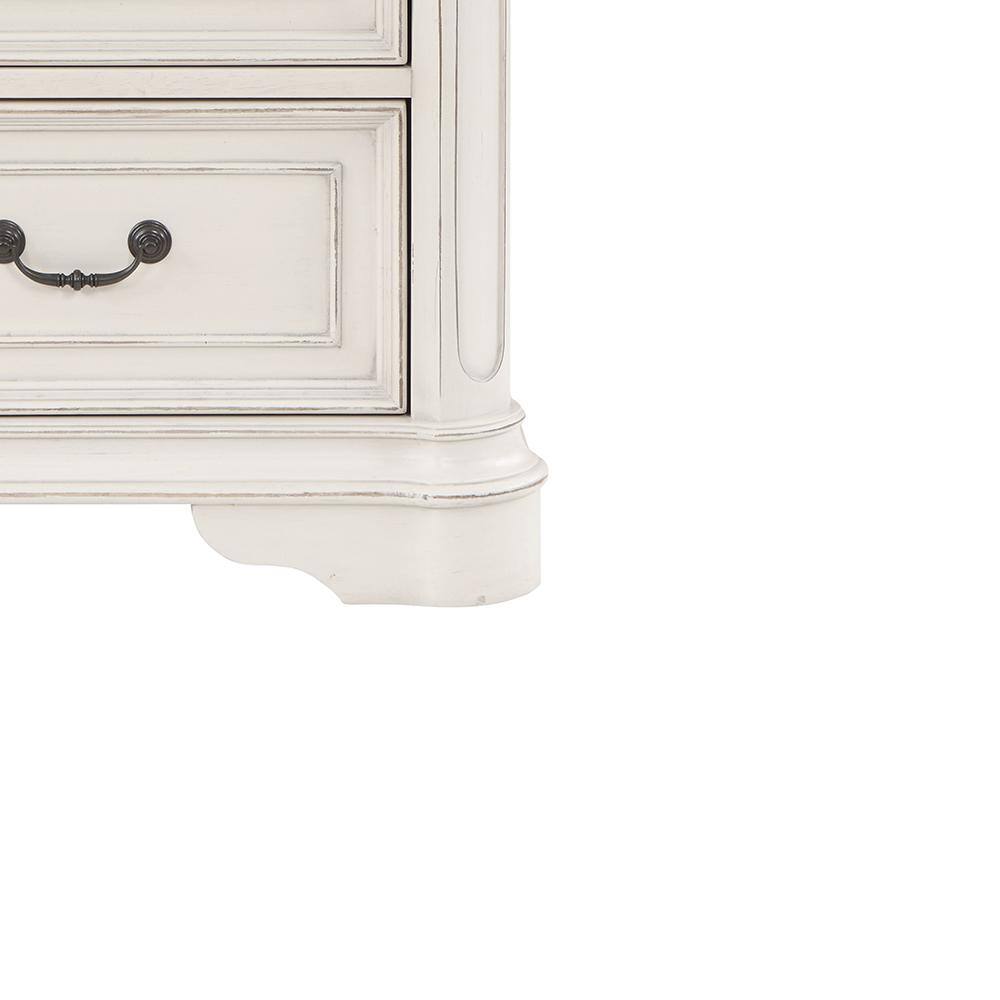 Florian Antique White and Oak 2-Drawer Wooden Nightstand