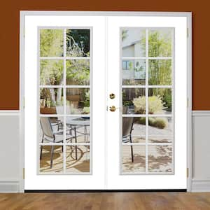 Prehung 10 Lite Primed Smooth Fiberglass Patio Door with No Brickmold