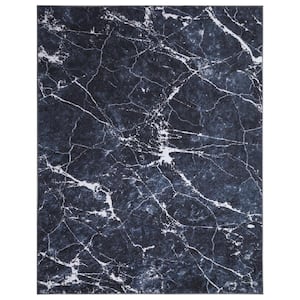 Eden Collection Marble Black 8 ft. x 10 ft. Machine Washable Abstract Indoor Area Rug