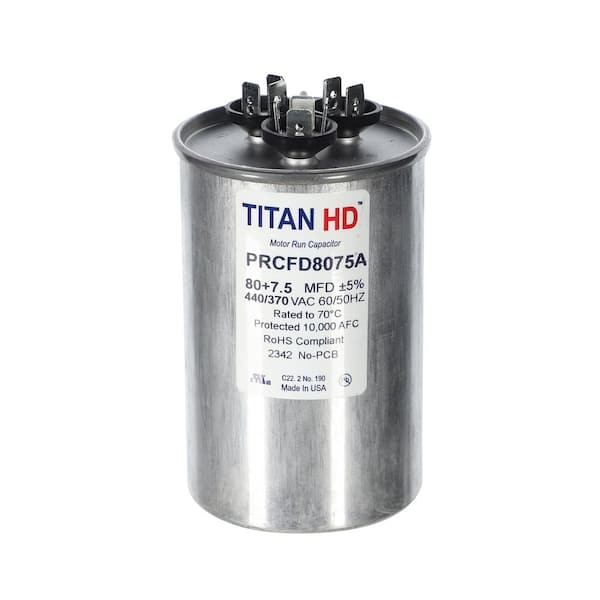 80 Plus 7.5 MFD, 440-Volt/370-Volt Dual Voltage Round Run Capacitor