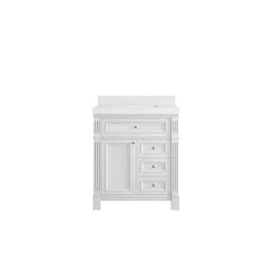 Paris 30 in. Single Sink Freestanding White Bath Vanity with Empira White Qt. Top Unassembled