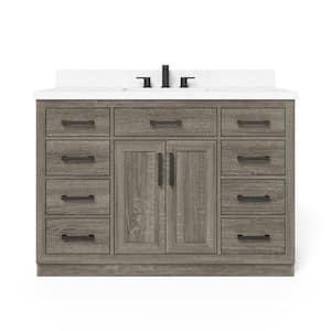Pittsford 48 in. W x 21 in. D Vanity in Aged Grey with Ceramic Vanity Top in White with White Basin