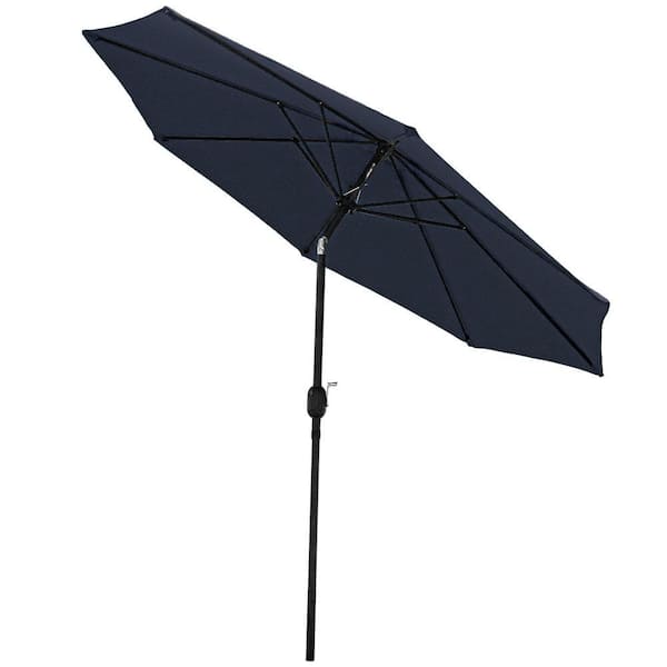 Sunnydaze 9 ft. Aluminum Market Tilt Patio Umbrella in Navy Blue