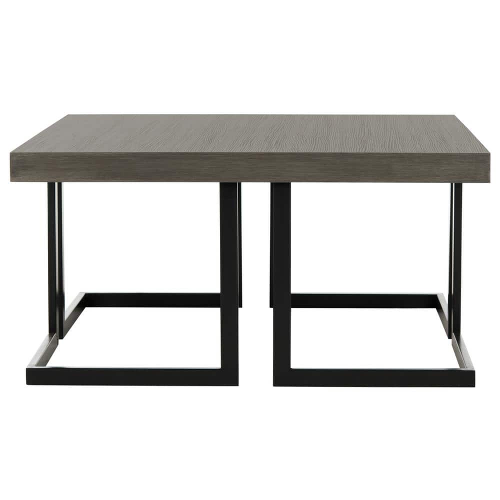 Transitional Square Wood and Metal Coffee Table in Brown/Gray