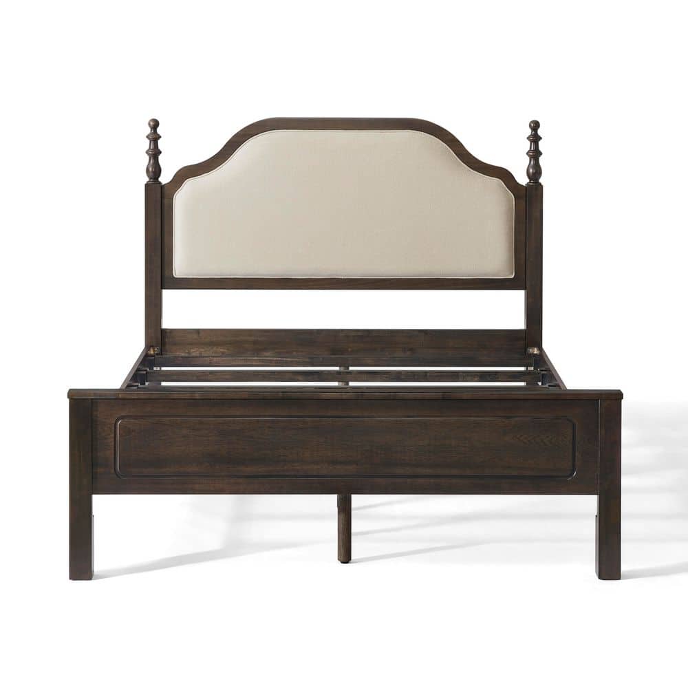 Arched Black Solid Wood Frame Queen Panel Bed with Upholstered Headboard Spindle price history on PriceWatchPro