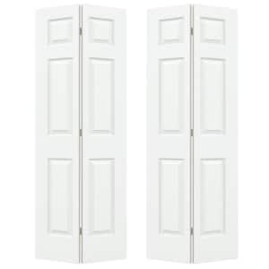72 in. x 80 in. 6 Panel Colonist White Painted Textured Molded Composite Closet Double Bi-fold Door