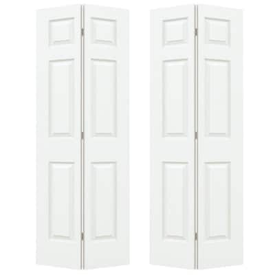 72 in. x 80 in. Colonist White Painted Textured Molded Composite MDF Closet Double Bi-fold Door
