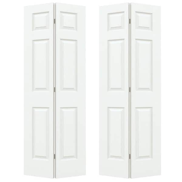 JELD-WEN 72 in. x 80 in. Colonist White Painted Textured Molded Composite MDF Closet Double Bi-fold Door