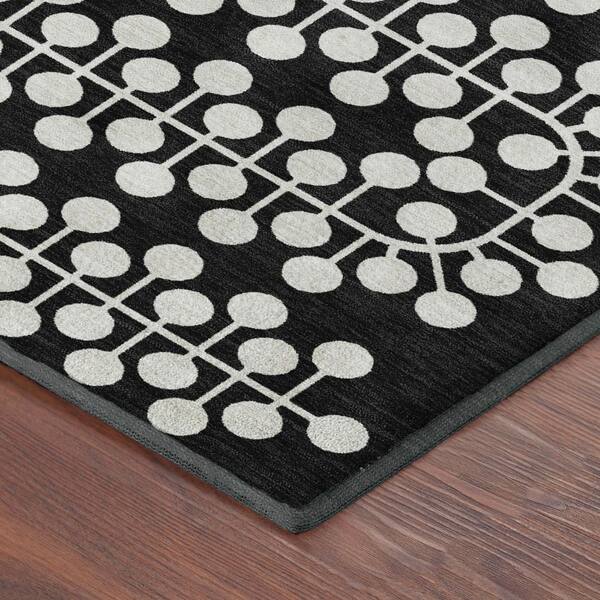 Mayfield Premium Machine Washable Abstract AMF2247 Black 2 ft. x 7 ft. Runner Rug