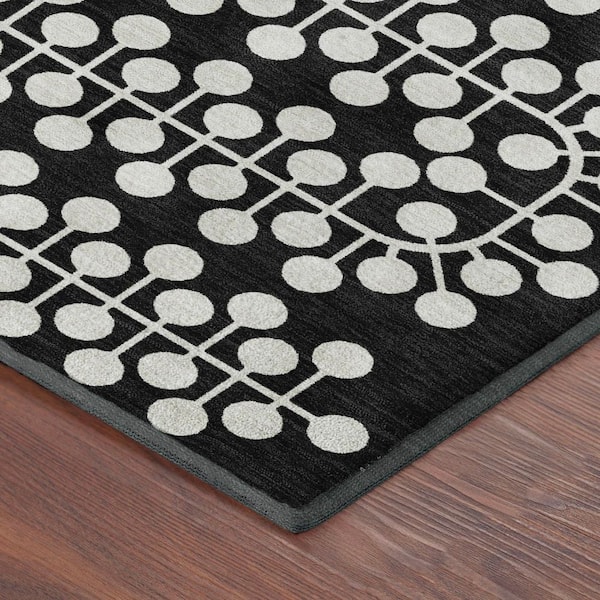 Mayfield Premium Machine Washable Abstract AMF2247 Black 9 ft. x 12 ft. Area Rug