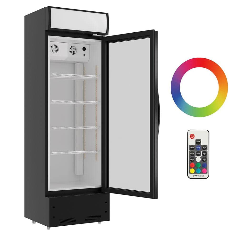 24 in. 16.5 cu. ft. Commercial Upright Display 1-Glass Door Refrigerator in Black with LED Lighting, ETL Approved