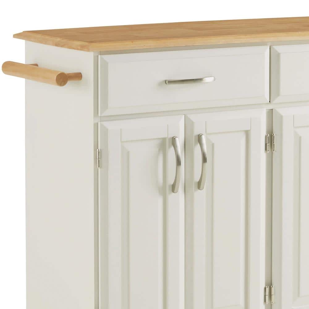 Maple and White Rectangular Kitchen Cart with Storage