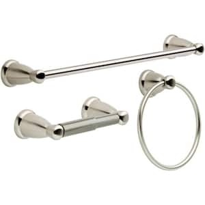 26 in. Wall Mounted, Towel Bar in Brushed Nickel, 3-Piece