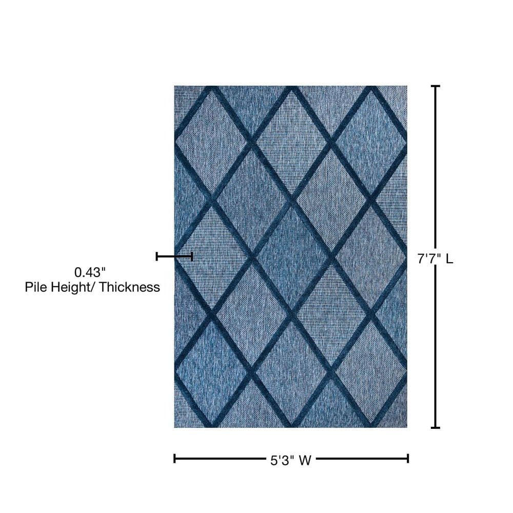 Navy Mediterranean Trellis 63'' Handmade Synthetic Area Rug