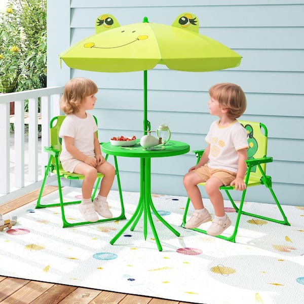 children's patio set umbrella KOTEK Kids Picnic Table with Umbrella, Outdoor Table & 2 Folding Chairs, Cute Pattern Furniture, Portable Kids Table and Chair for Backyard, Garden, Beach (Yellow Tiger) The modern wood stains and the colours of the canvas are a good addition to your existing patio furniture. KidKraft Outdoor Chaise with Umbrella