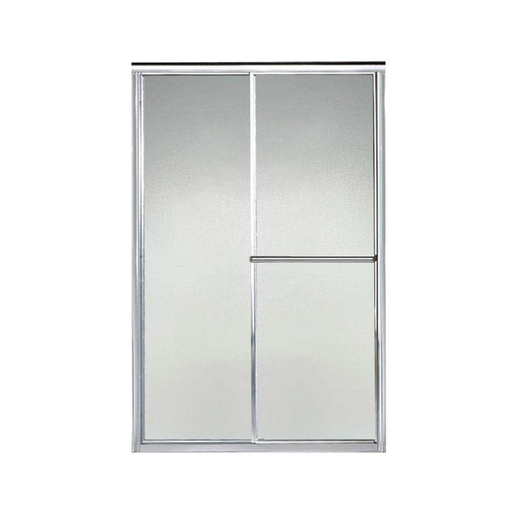 Deluxe 46" x 65.5" Silver Framed Sliding Shower Door with Pebbled Glass