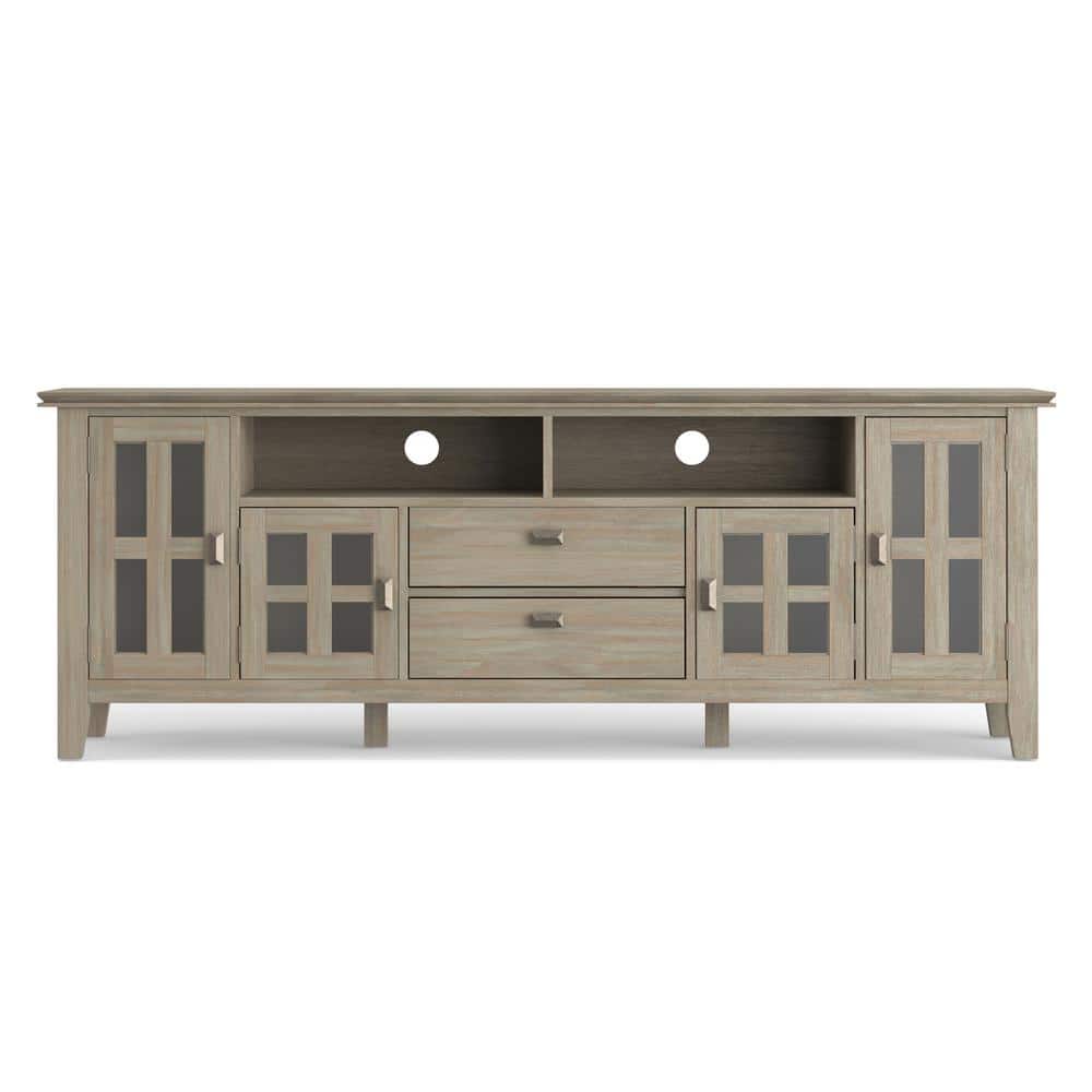 Artisan Distressed Grey Solid Wood 72" TV Media Stand with Cabinet