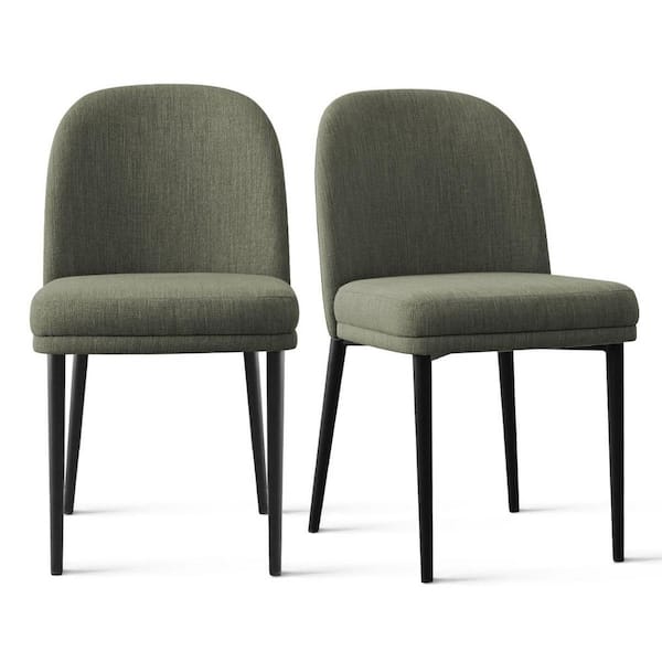 Green Linen Upholstered Dining Chair (Set of 2)
