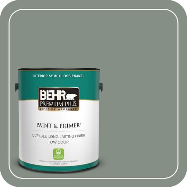 BEHR PREMIUM PLUS 1 gal. #ECC-49-3 Forest Moss Semi-Gloss Enamel Low Odor Interior Paint & Primer