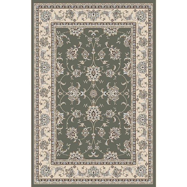 Pisa Light Green 5 ft. x 7 ft. Traditional Oriental Floral Scroll Area Rug