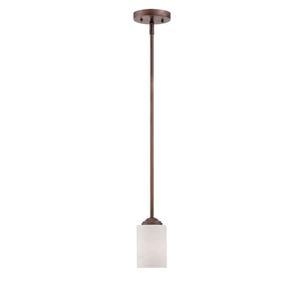 Millennium Lighting 1-Light Rubbed Bronze Mini Pendant with Etched White Glass
