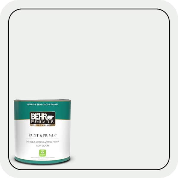 BEHR PREMIUM PLUS 1 qt. #BL-W15 Frost Semi-Gloss Enamel Low Odor Interior Paint & Primer