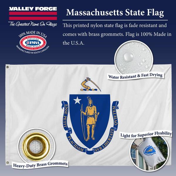 Valley Forge Flag 3 Ft X 5 Ft Nylon Massachusetts State Flag Ma3 The Home Depot