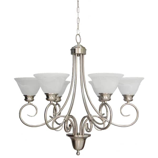 Volume Lighting Troy 6-Light Brushed Nickel Interior Chandelier with ...