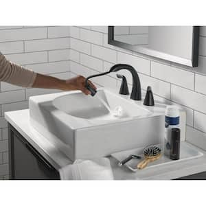 Arvo 8 in. Widespread Double Handle Bathroom Faucet with Drain Included in Matte Black