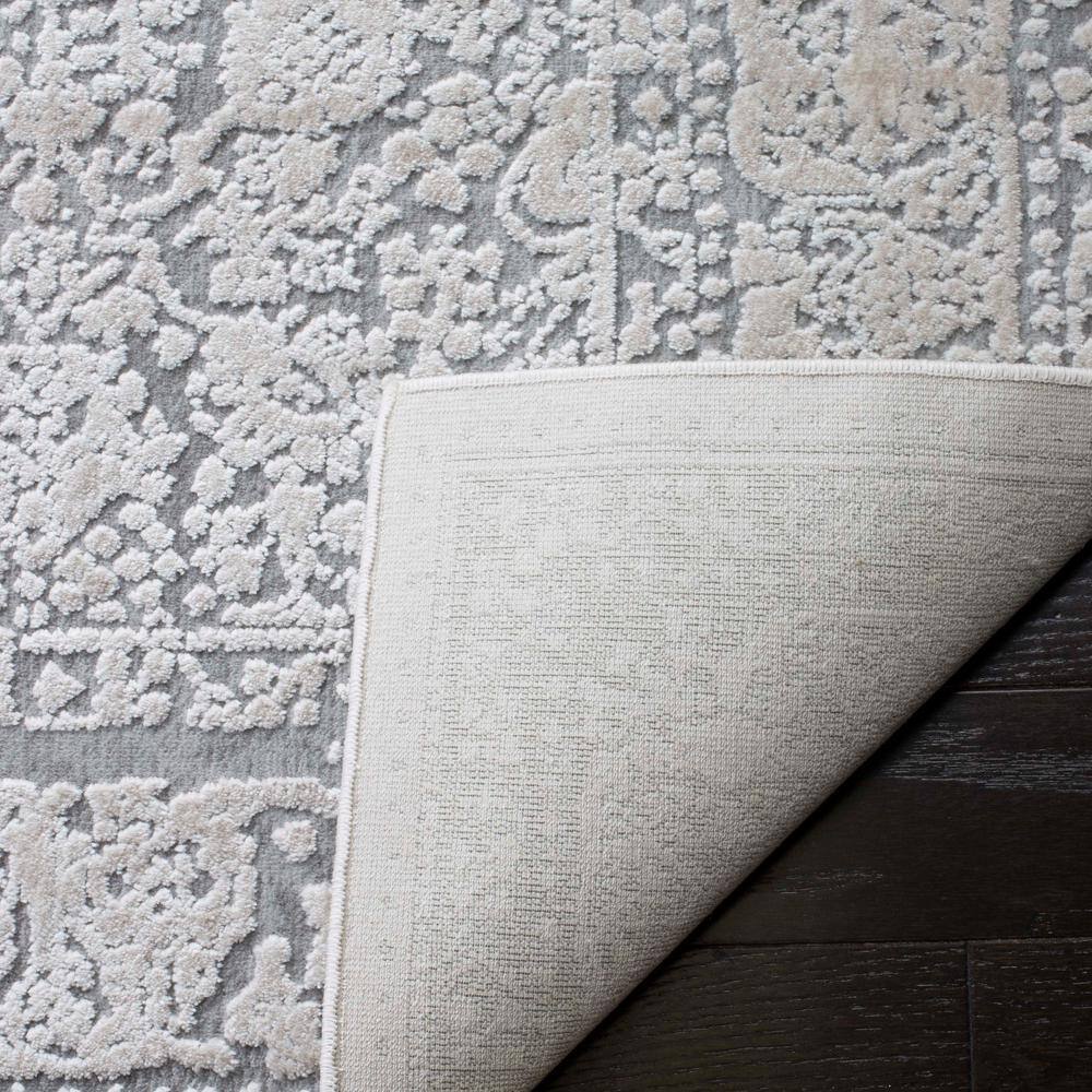 Elegant Floral Essence Light Grey & Cream Hand-Knotted Runner Rug