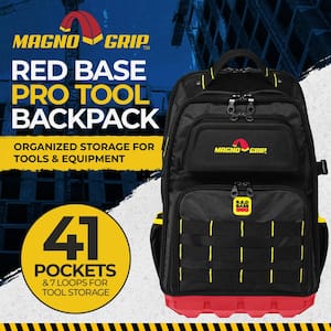 RED Base Series 13.5 in. 41-Pocket Contractor's Backpack, 7 Loops, Hardshell-Pocket and Adjustable Shoulder Straps