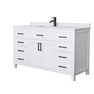 Beckett 60 in. W x 22 in. D x 35 in. H Single Sink Bath Vanity in White with White Cultured Marble Top