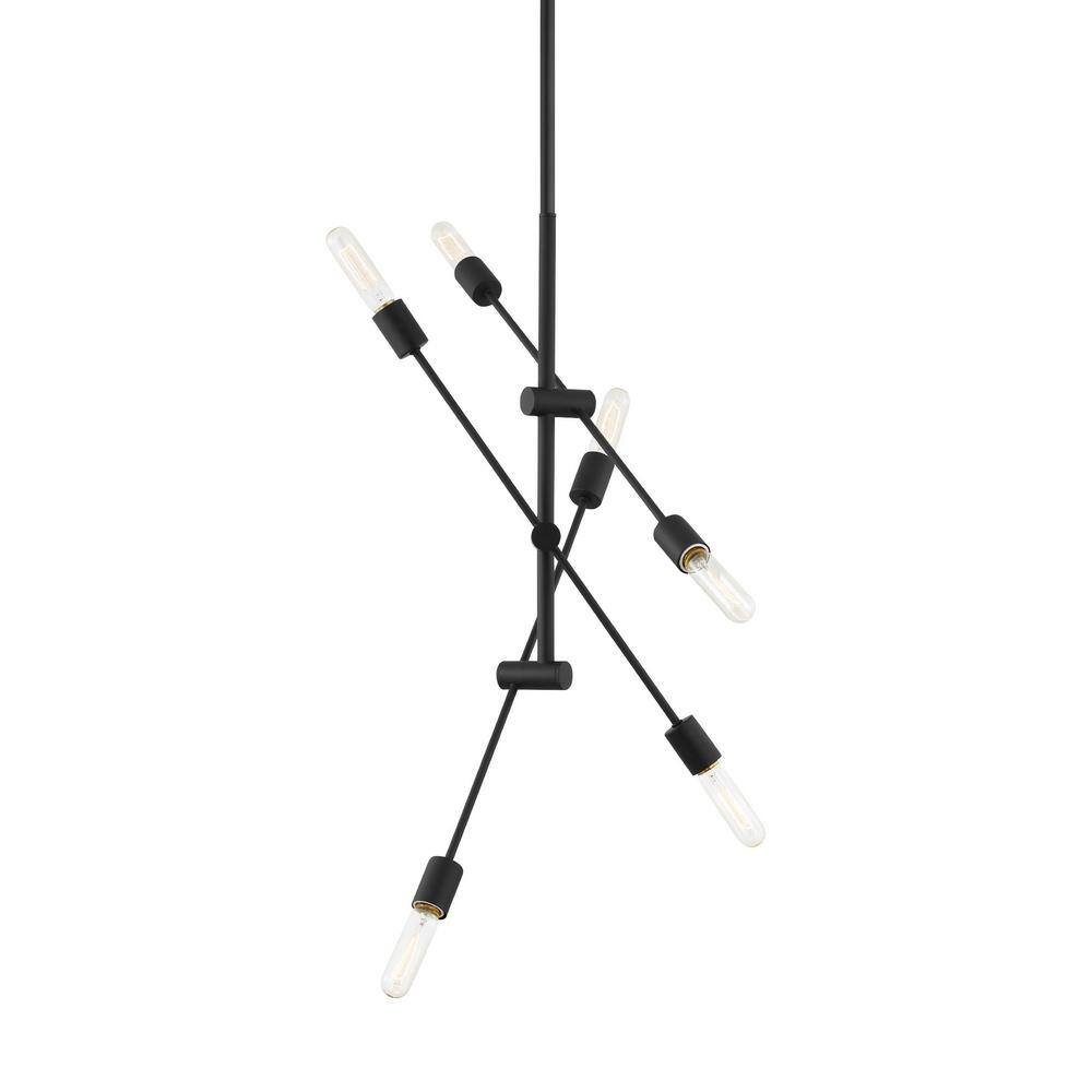 Midnight Black Adjustable Industrial 6-Light Chandelier