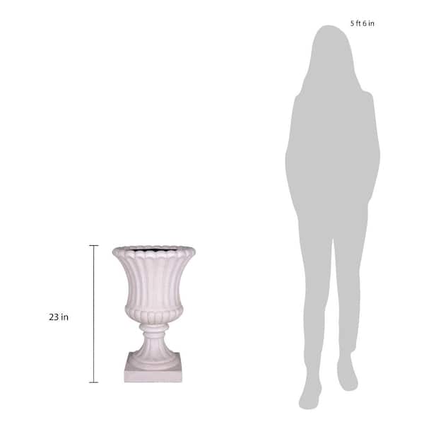MPG 23 in. H Light Aged White Cast Stone Fiberglass Fluted