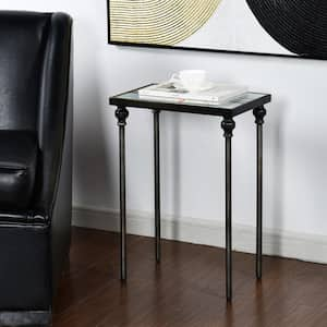 Austin Allen James 17 in. White Rectangle Glass End Table