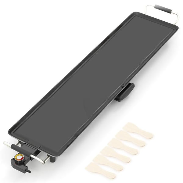 35 in. Extra Large Portable Electric Grill in Black with 4-Level Thermostat Control and Removable Drip Tray