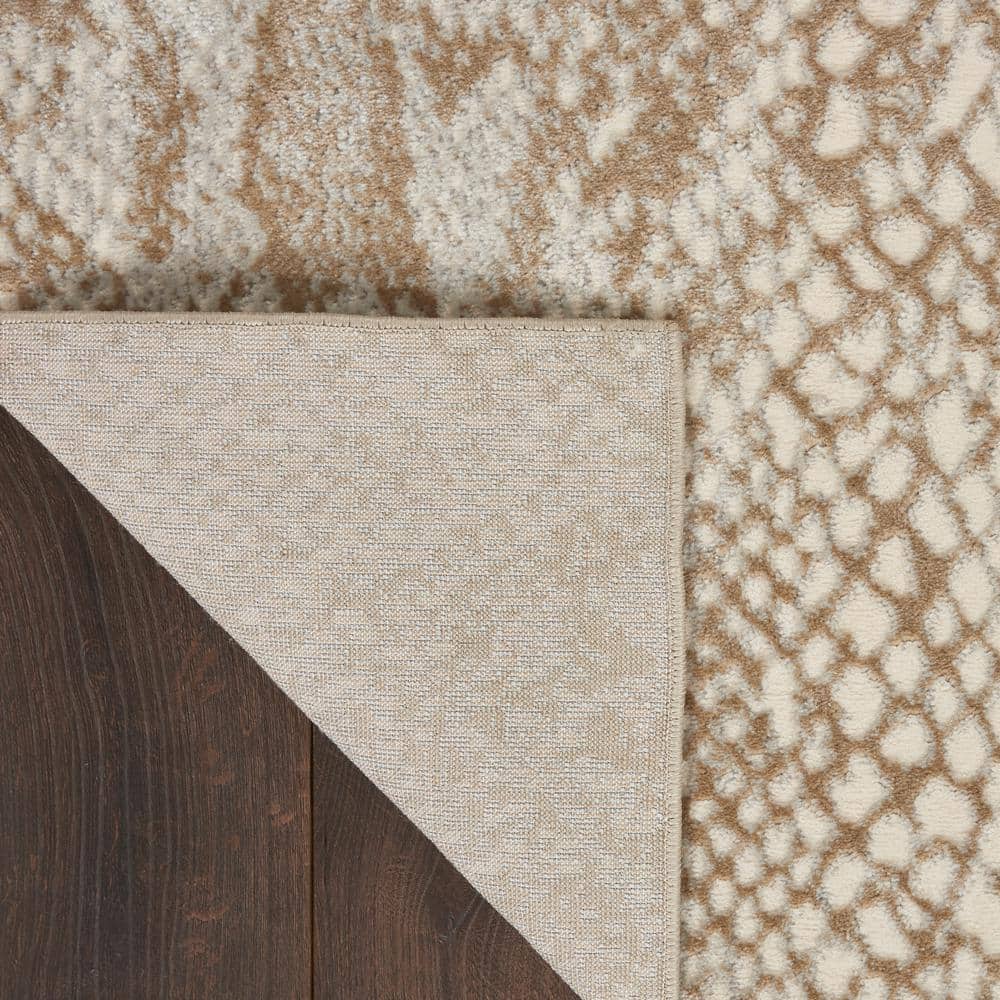 Ivory Beige 8' x 10' Abstract Animal Print Area Rug
