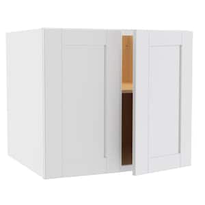 Washington Vesper White Plywood Shaker Assembled Wall Kitchen Cabinet Soft Close 27 in. W 24 in. D 24 in. H