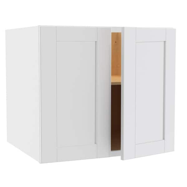 Home Decorators Collection Washington Vesper White Plywood Shaker Assembled Wall Kitchen Cabinet Soft Close 27 in. W 24 in. D 24 in. H