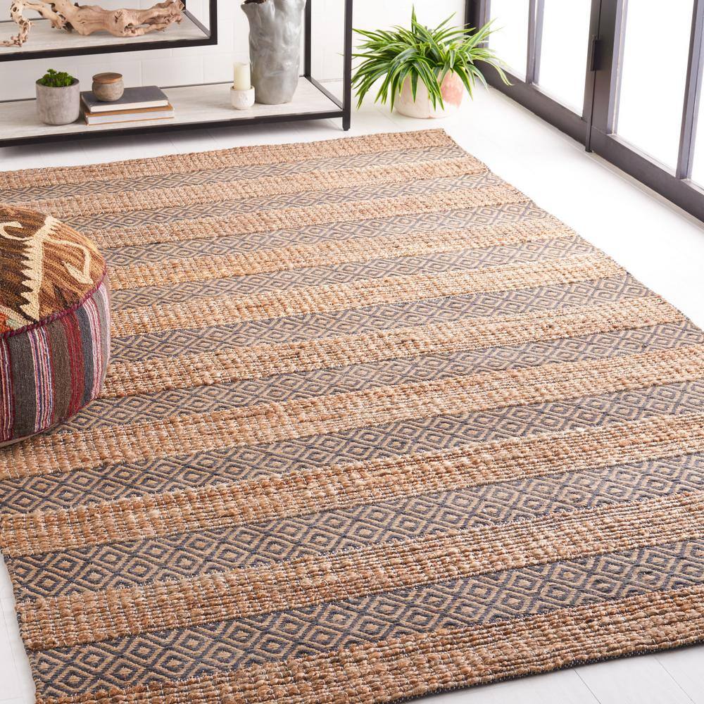 Handwoven Charcoal & Natural Cotton 9' x 12' Area Rug