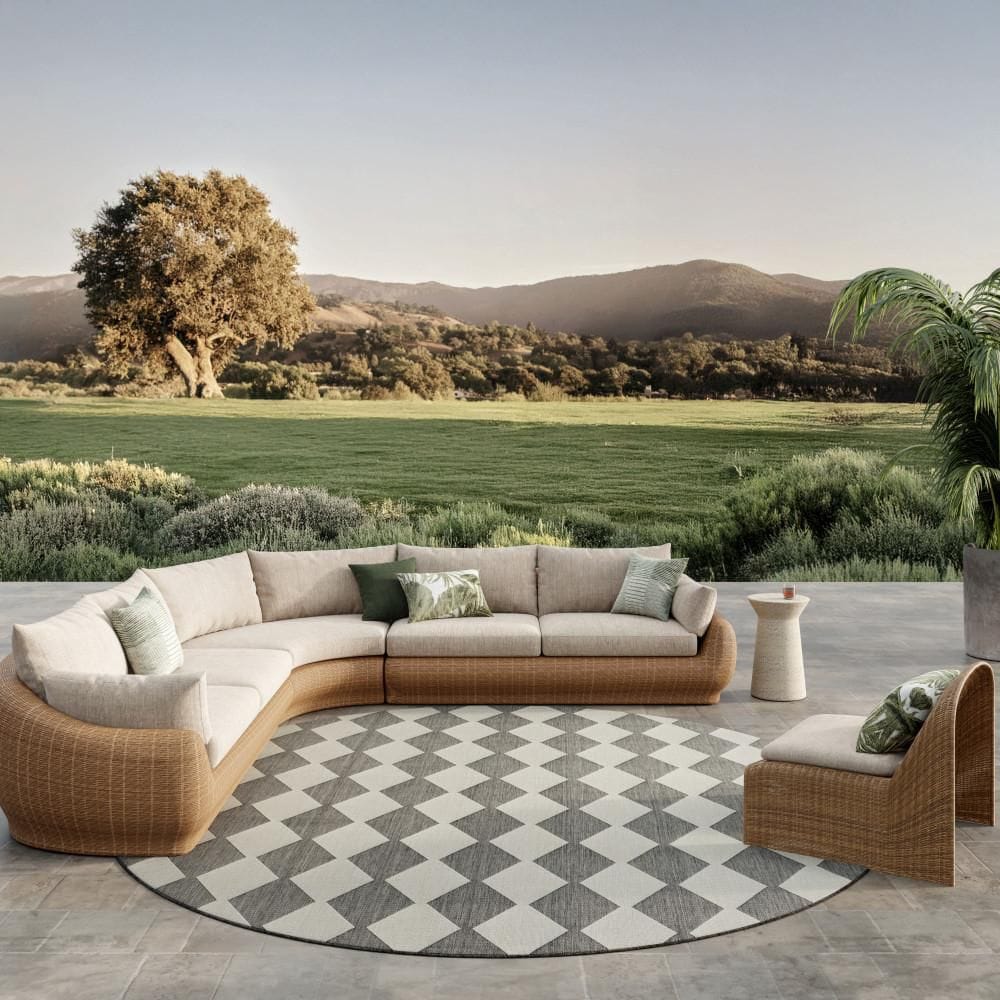 Positano Charcoal 8 ft. Round x 8 ft. Diamond Contemporary Round Area Rug