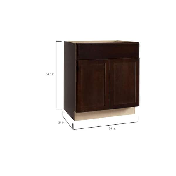 Hampton Bay 30 in. W x 24 in. D x 34.5 in. H Assembled Sink Base Kitchen  Cabinet in Unfinished with Recessed Panel KSB30-UF - The Home Depot