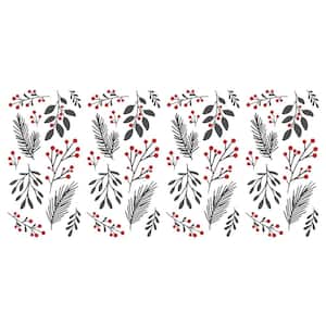 Red and Grey Holly Berries and Twigs Wall Decals