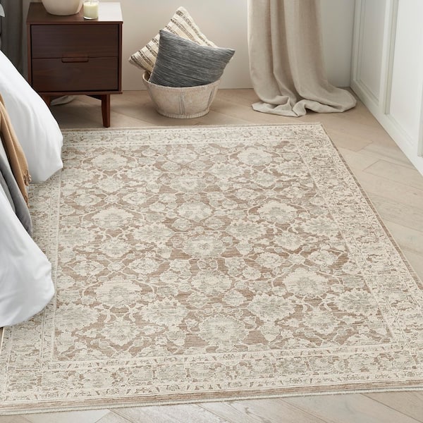 Outlines Ivory Mocha 5 ft. x 7 ft. Medallion Traditional Area Rug