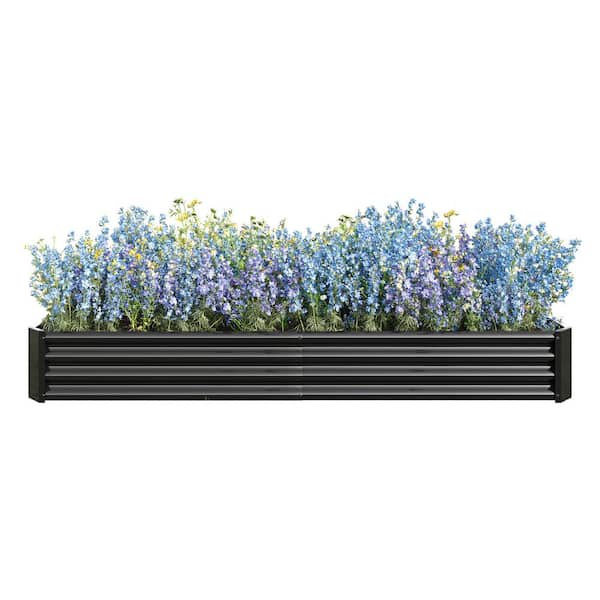 Unbranded 91 in. L x 45 in. W x 12 in. H Black Metal Rectangle Raised Vegetable Flowers Plants Planter with Open Bottom Design