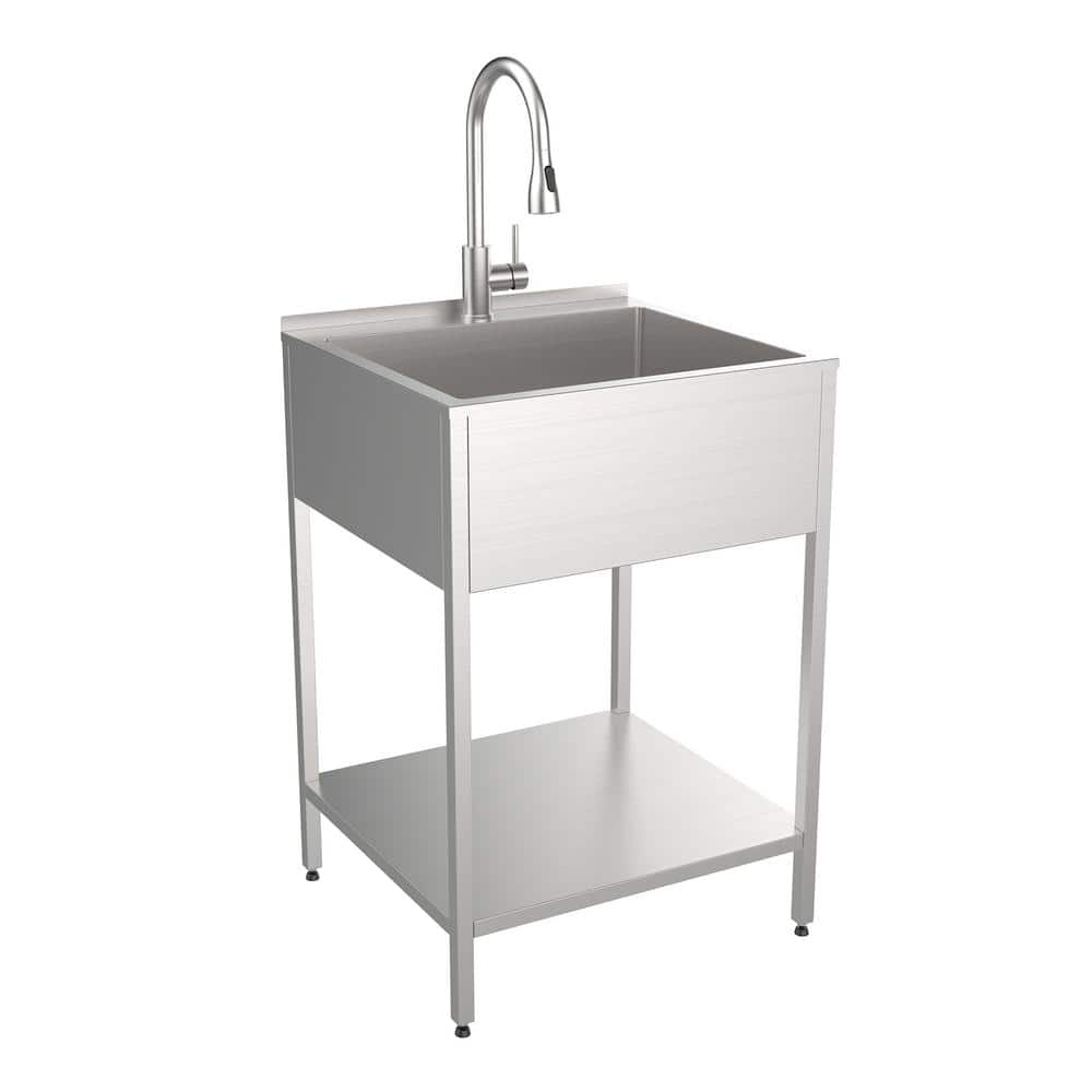 Economy Stainless 1 Well 24x24 Sink w 24 Drain Board R