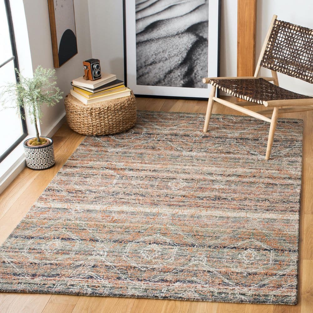 Marquee 3 ft. x 5 ft. Gray/Rust Striped Trellis Area Rug price history on PriceWatchPro