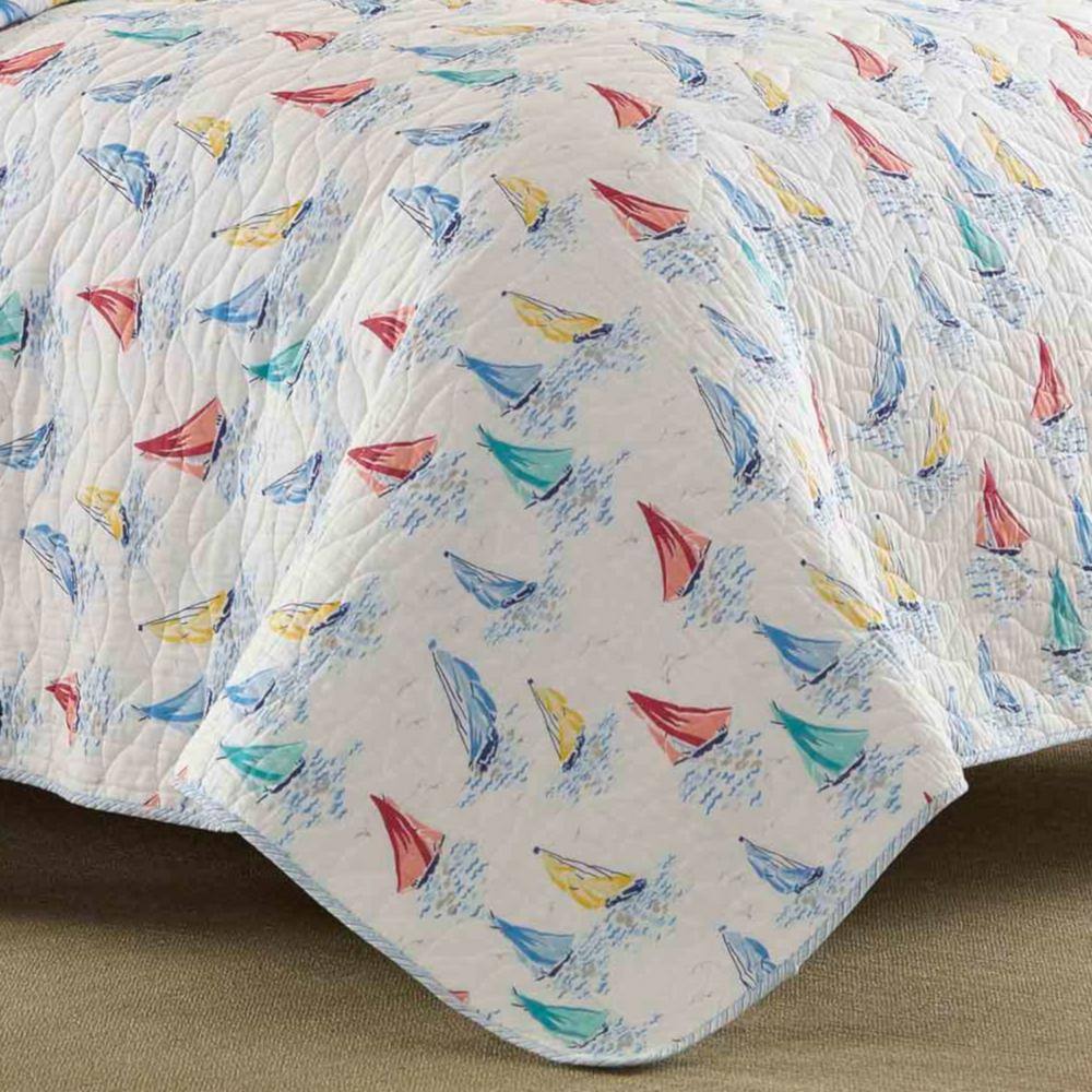 Ahoy Blue Cotton Reversible King Quilt Set