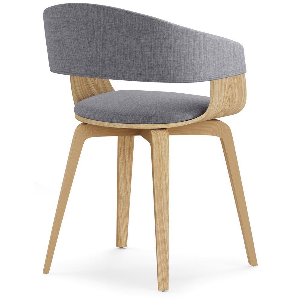 Elegant Light Grey Linen Upholstered Dining Chair with Light Wood Legs