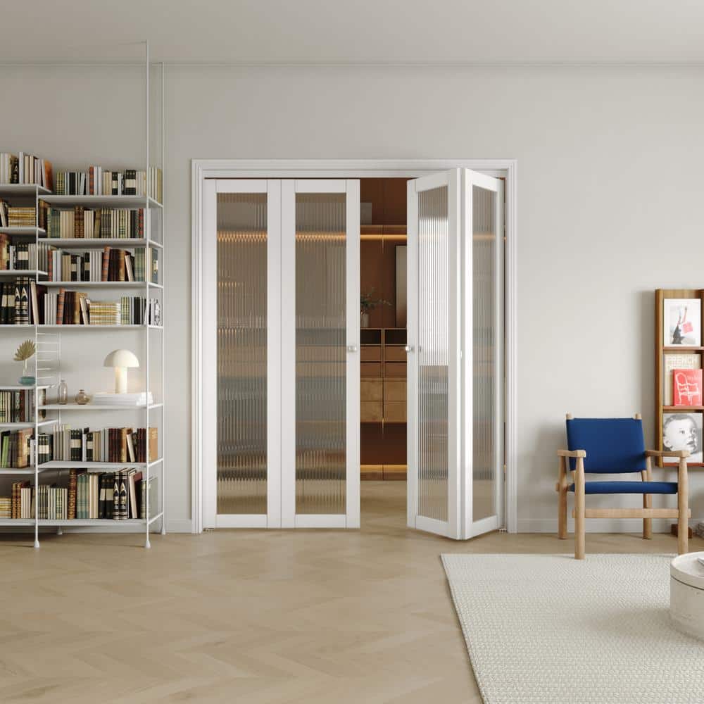 TENONER 72 in x 80 in(Double Doors) Frosted Glass Single Glass Panel Bi ...